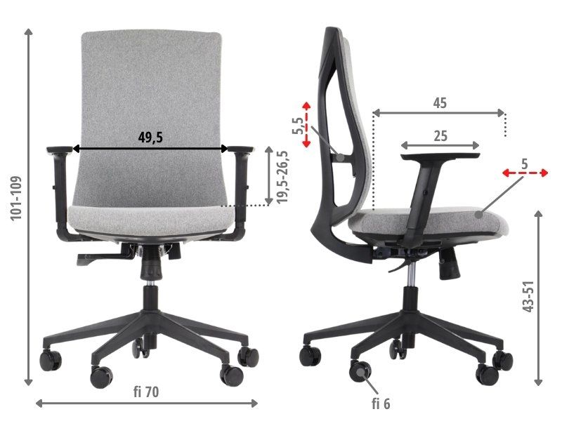 Fotel obrotowy do biura w dobrej cenie. Wykonany z wysokiej jakości materiałów. Zastosowane regulacje pozwalaja na dopasowanie fotela do sylwetki  użytkownika 